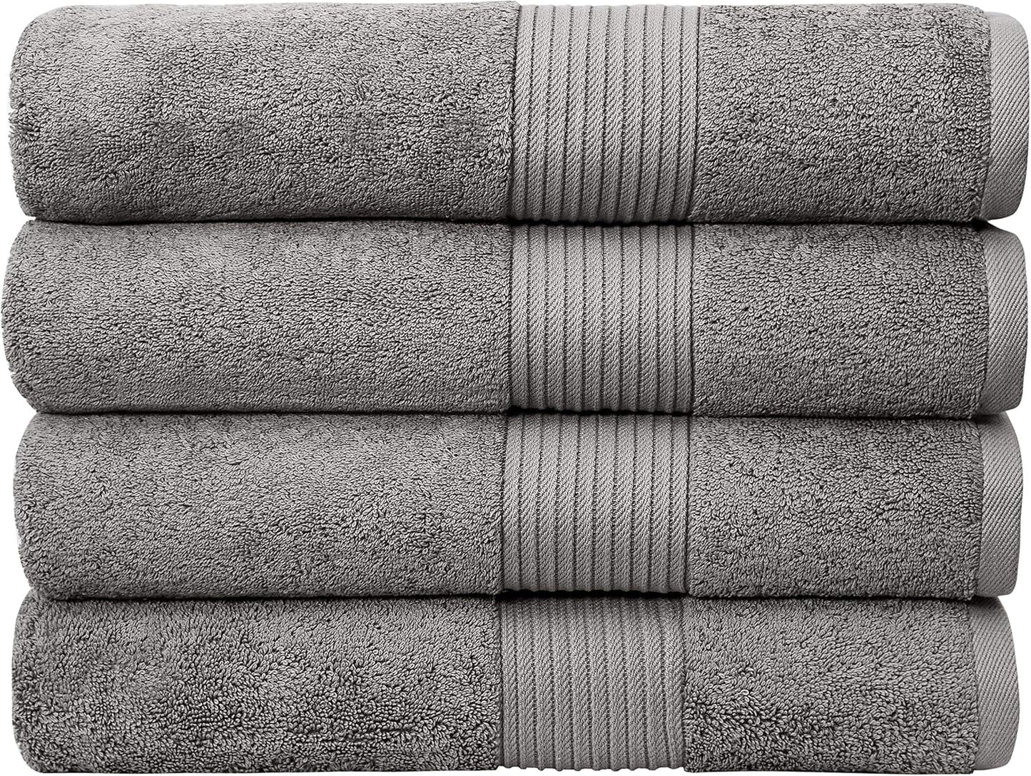 Indulge in Luxury: Extra Large Oversized Dark Grey Bath Towels - 4 Pack of Hotel Quality, Soft Combed Cotton, 650 GSM Thick & Fluffy Sheets
