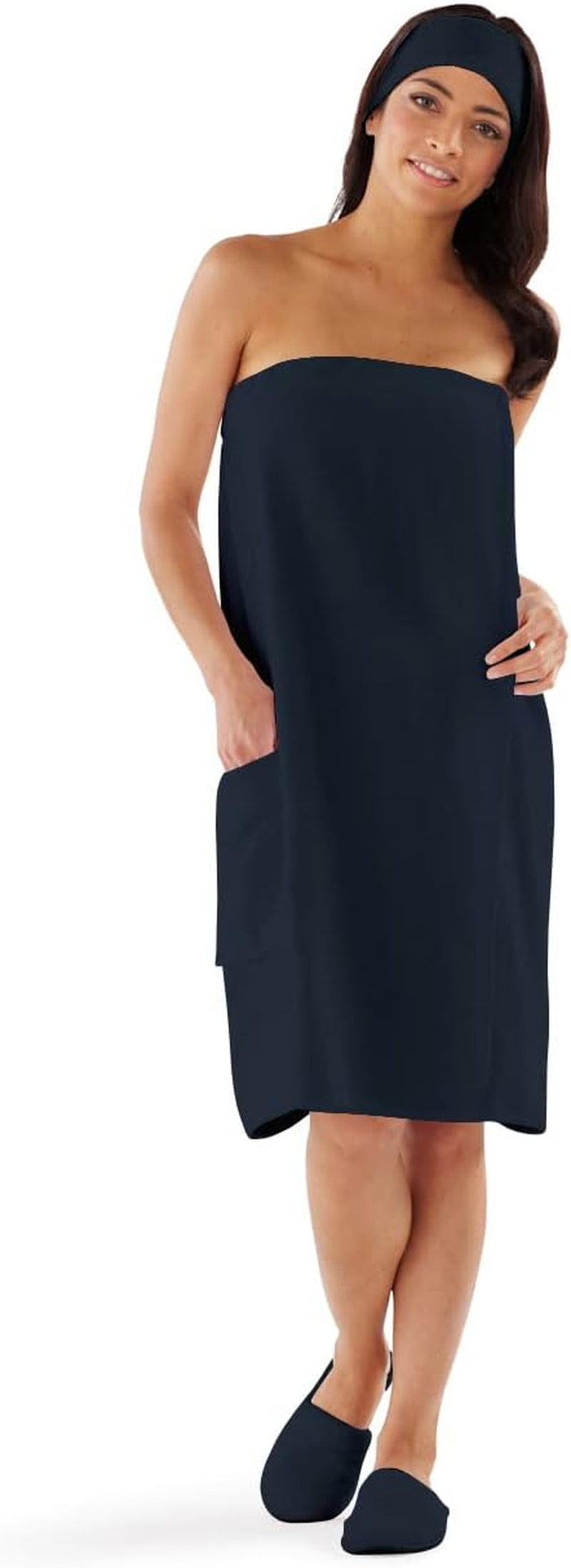 Luxurious 100% Cotton Women's Spa Wrap - Versatile Towel for Shower, Bath, and Gym with Snaps - White, Medium/Large