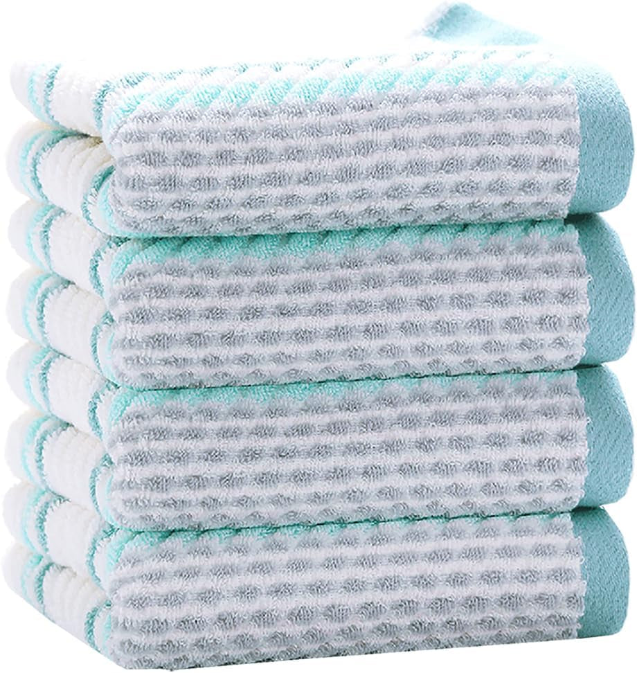 Luxurious 100% Cotton Striped Hand Towels Set of 4 - Soft, Absorbent & Stylish Brown Bathroom Decor