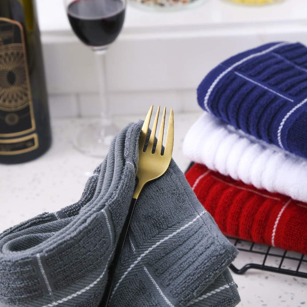 Ultra-Soft 100% Cotton Gray Kitchen Towels - Highly Absorbent Dish Towels for Effortless Washing and Drying
