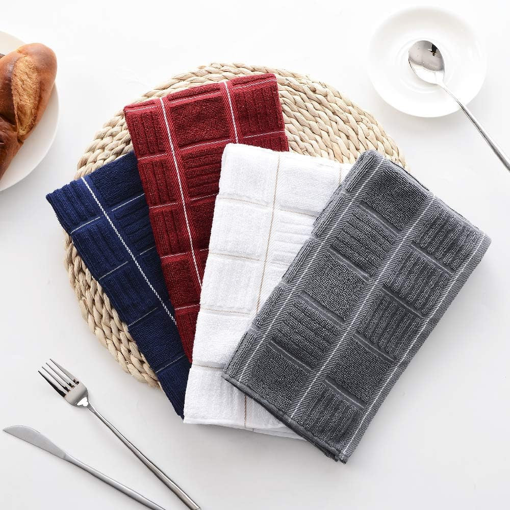 Ultra-Soft 100% Cotton Gray Kitchen Towels - Highly Absorbent Dish Towels for Effortless Washing and Drying