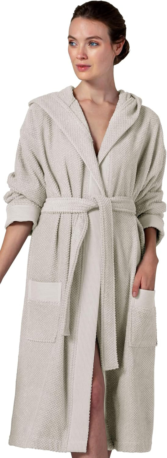 Luxurious Organic Turkish Cotton Terry Hooded Kimono Bathrobe for Women
