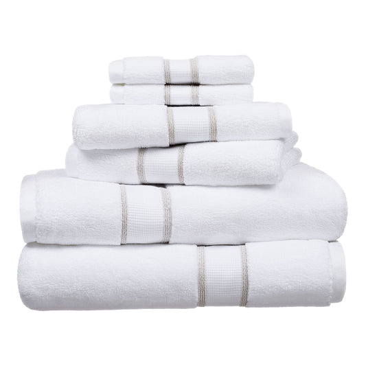 Luxurious 6-Piece Egyptian Cotton Striped Bath Towel Set in Birchwood