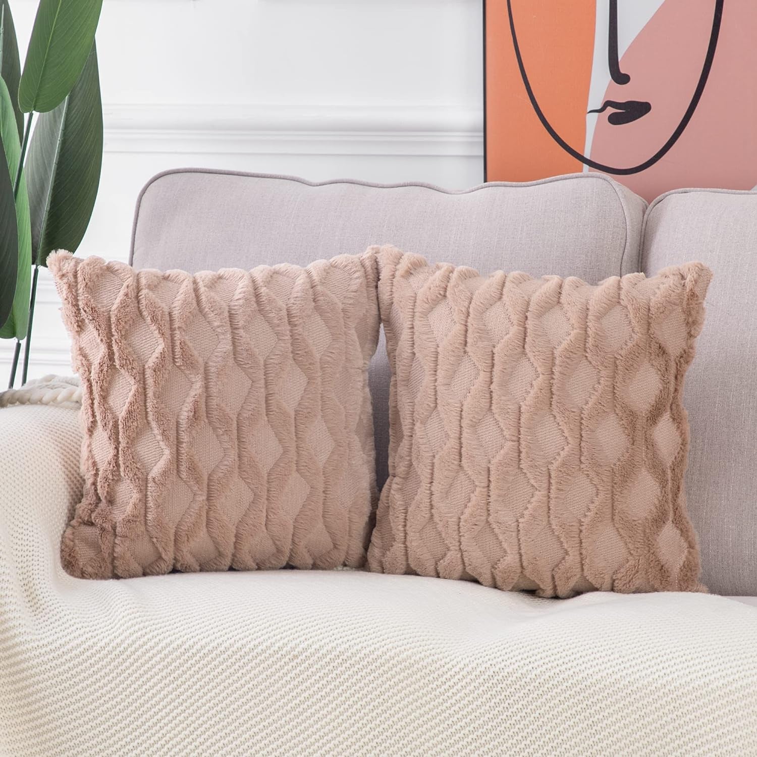 Luxurious Velvet Throw Pillow Covers - Set of 2, 26x26 Inch Soft Plush Cushion Cases for Sofa & Bedroom Decor