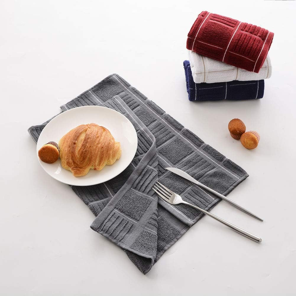 Ultra-Soft 100% Cotton Gray Kitchen Towels - Highly Absorbent Dish Towels for Effortless Washing and Drying