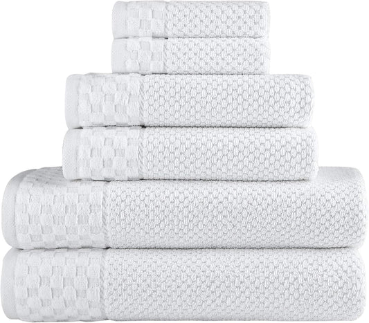 Indulge in Luxury: CTT 6-Piece 100% Turkish Cotton Towel Set - Quick Drying, Highly Absorbent & Ultra Comfy (White)